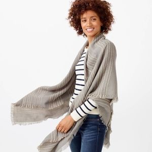 J. Crew Dot Stripe Scarf Grey and White